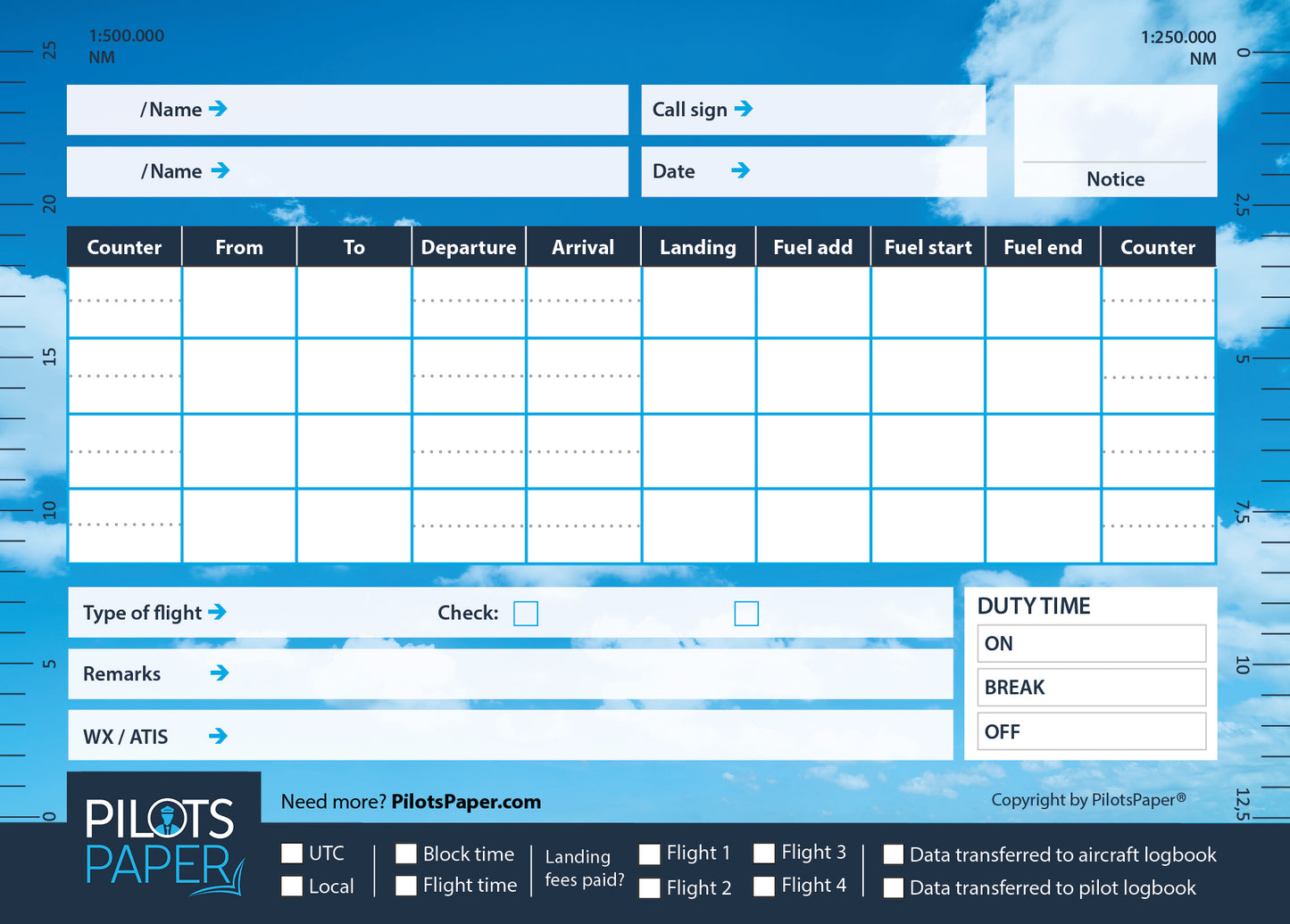 Pilots Paper (5 Blöcke)